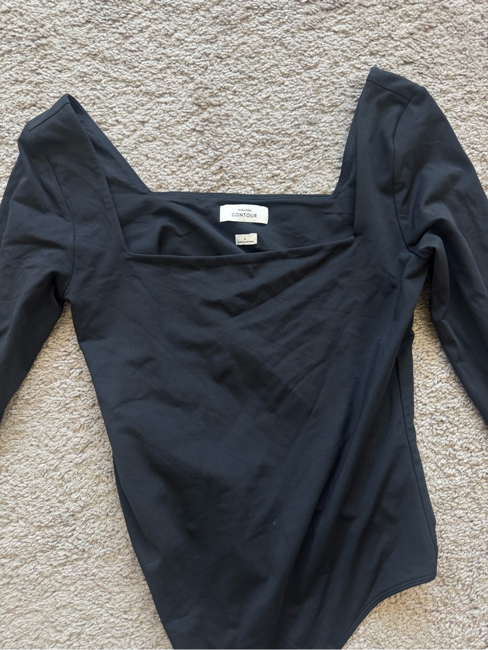 Aritzia Black Square-Neck Long Sleeve body suit